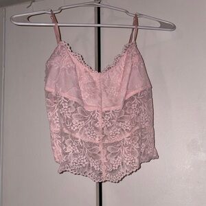 La Hearts Blush Lace Trim Top